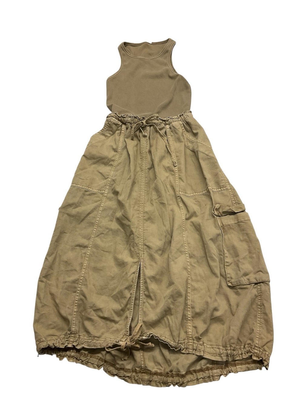 Anthropologie daily practice be bold cargo ribbed sleeveless midi dress xxs